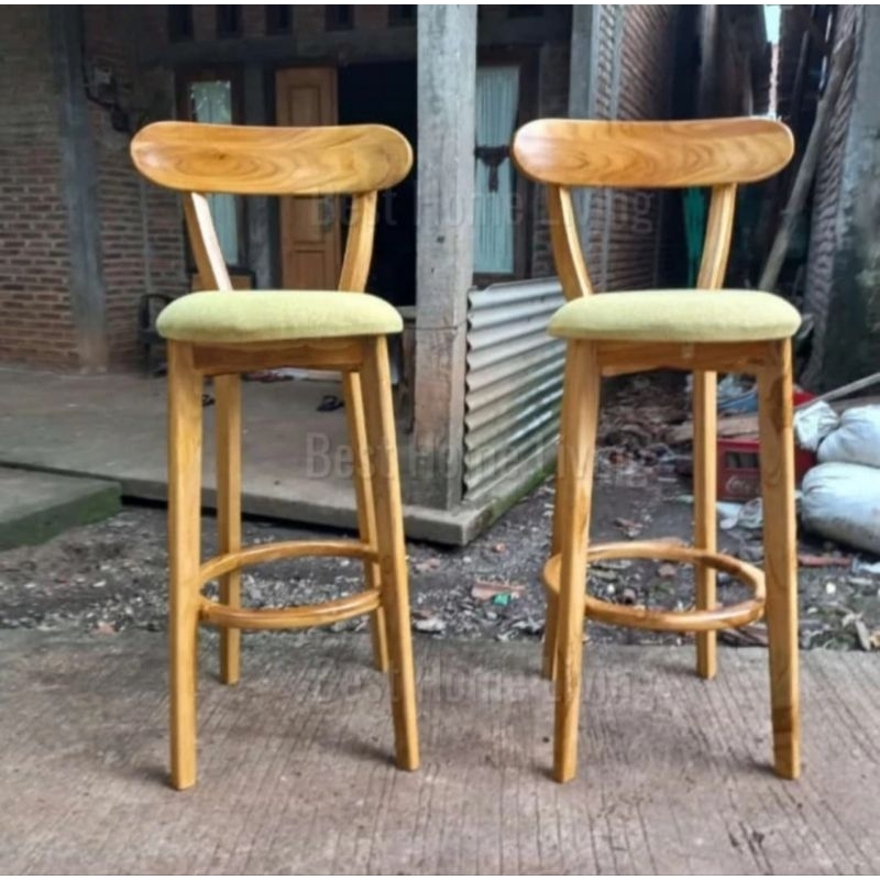 Kursi Bar Stool Bulat Jati