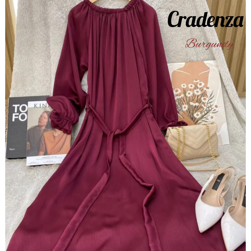 Gamis Syar'i Terbaru Cradenza Baju muslim wanita Dress Kekinian Warna Army Sandypink Aqua Burgundy