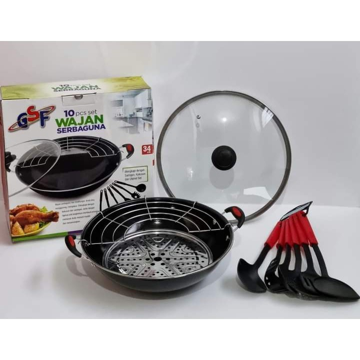 GSF Cookware Wajan Penggorengan Set 34Cm Cookware Set Serbaguna G-3410