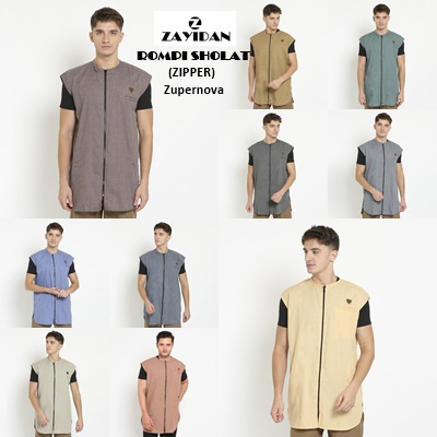 Rosal Rompi Sholat Zipper Muslim Pria - Zayidan| Rompi Pria Dewasa