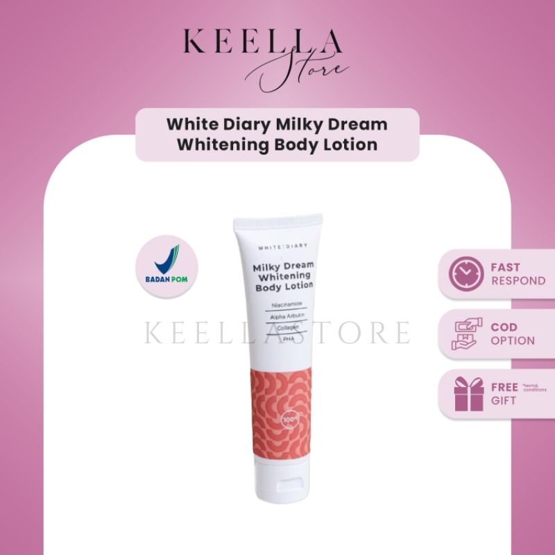 White Diary Body Lotion milky dream Whitening glowing pelembab tubuh whitediary