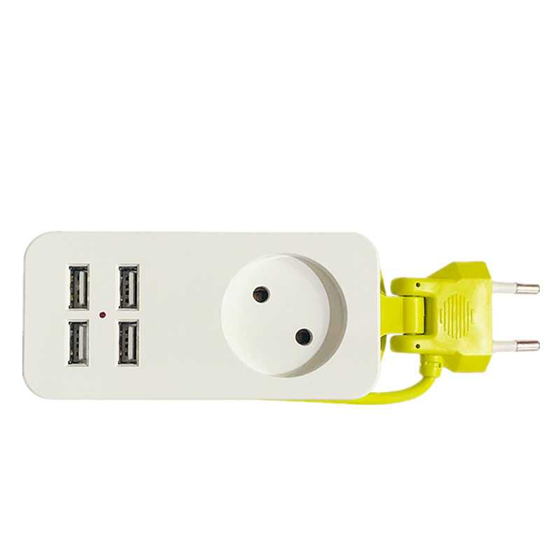 Stop Kontak Colokan Listrik Universal 4 USB Port EU Plug Kompartemen Kabel Portable Stopkontak Berkualitas