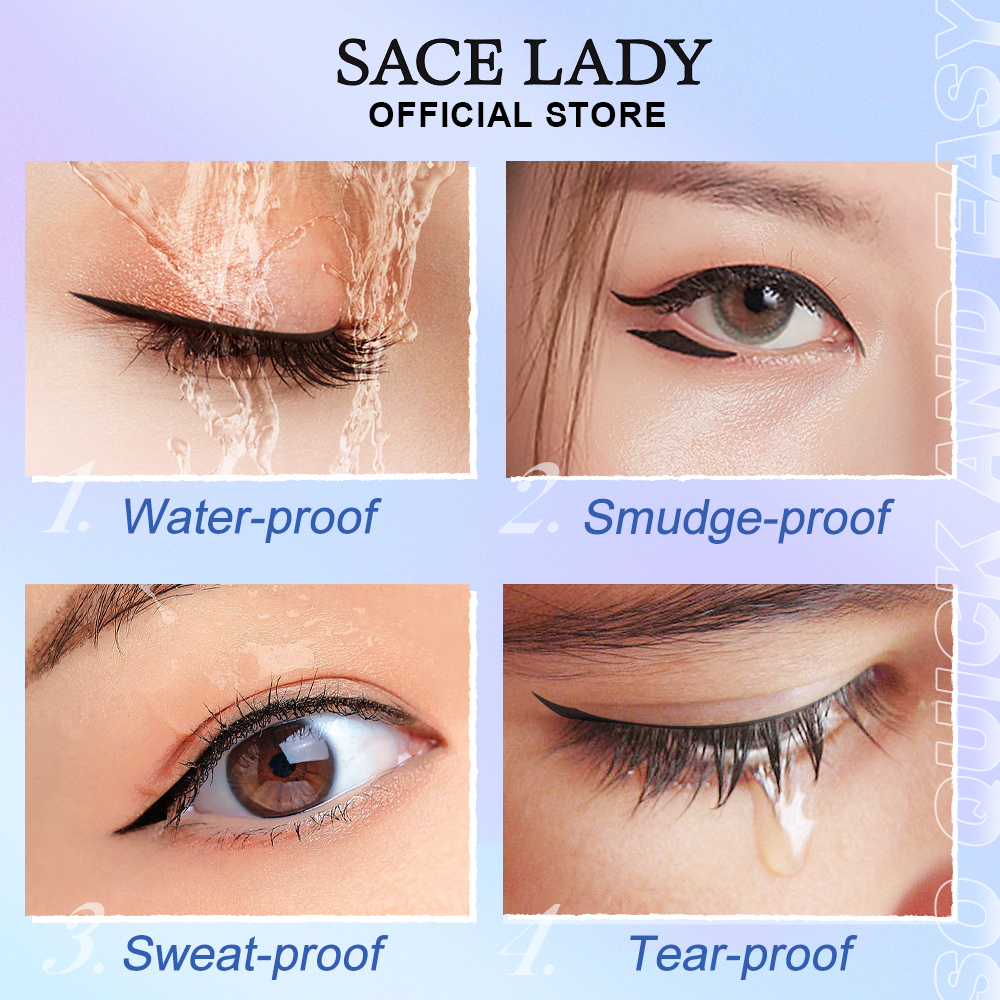 SACE LADY Stamp Eyeliner Waterproof Double Head Eyeliner Pensil Eye Makeup Black