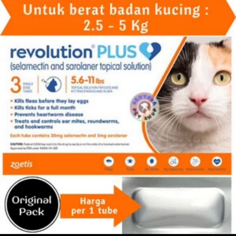 (1 tube) revolution plus cat 5.6-11 lbs obat tetes kutu adult cat