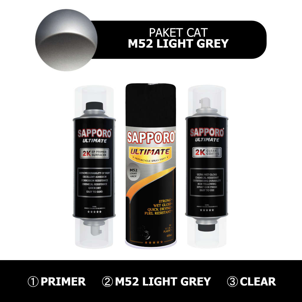 Paket Cat M52 Light Grey / SAPPORO ULTIMATE / Cat Semprot