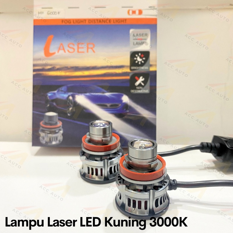 Lampu LED Laser Projector 3000k Kuning H11 HB3 HB4 H7