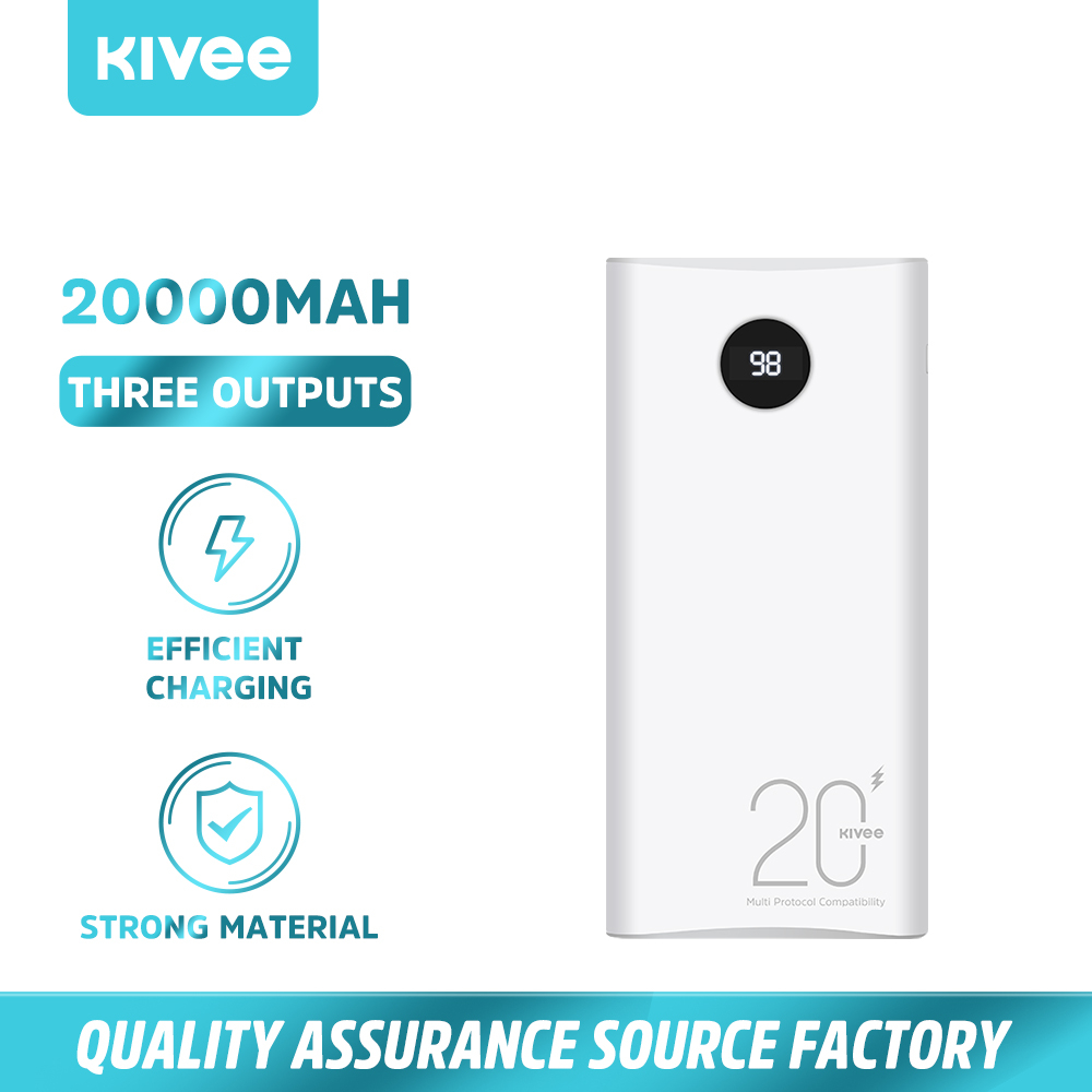 KIVEE Powerbank 10000mah/20000mah  Dual Input Port Type C & Micro USB Original Fast Charging Real Ca
