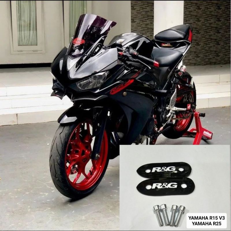 Mirror blanking yamaha R25 R15 V3 tutup lubang spion depan bahan akrilik free baut 4 pcs