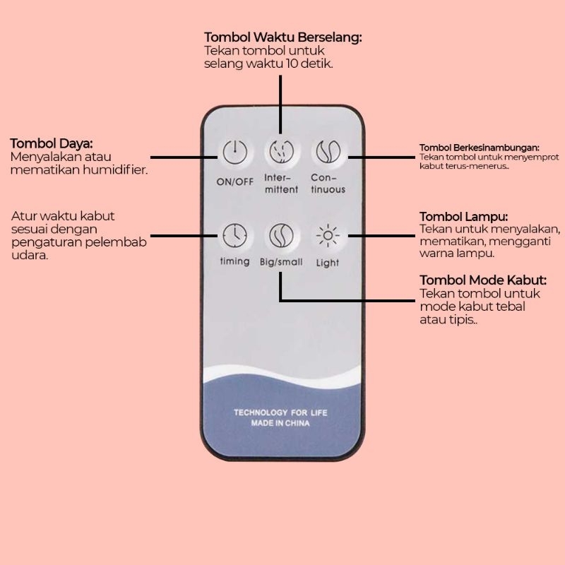 Humidifier Purifier Difusser Ultrasonic Aromatherapy Elektrik dengan 7 LED dan Remote Control