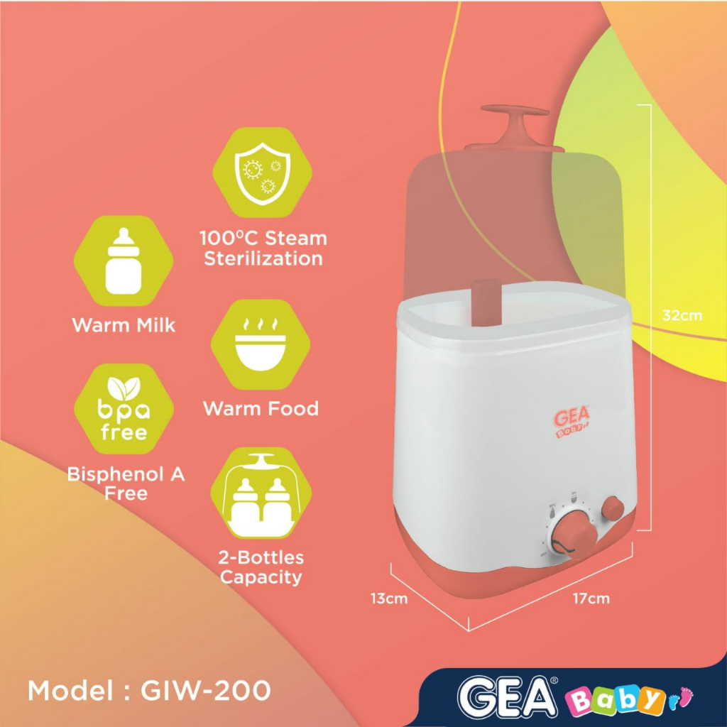 GEA Baby Instant Bottle Warmer &amp; Sterilizer GIW-200 / penghangat botol susu / pemanas susu / pemanas makanan / sterilisasi uap