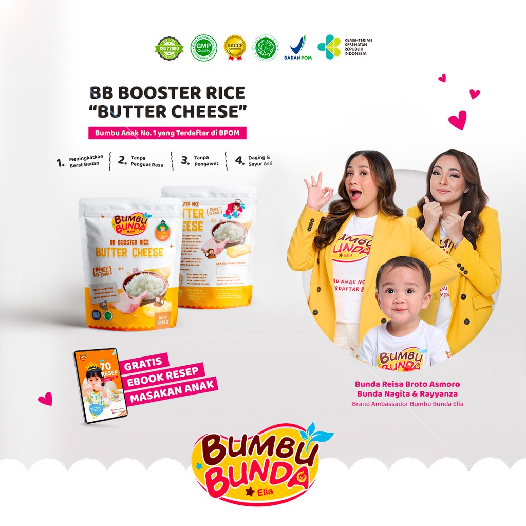 Bumbu Bunda Elia BB Booster Rice Beras BB Booster MPASI Beras Beras Mpasi BB Booster 6 Bulan Beef Chicken Tuna Cheese - 200 gram