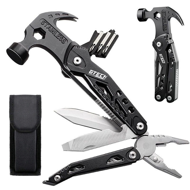 GTECH Palu Tang Lipat Multifunctional EDC Axe Hammer Survival Tools Multitool Mini Stainless Steel Camping Pocket Clip 13 in 1 palu tang multifungsi