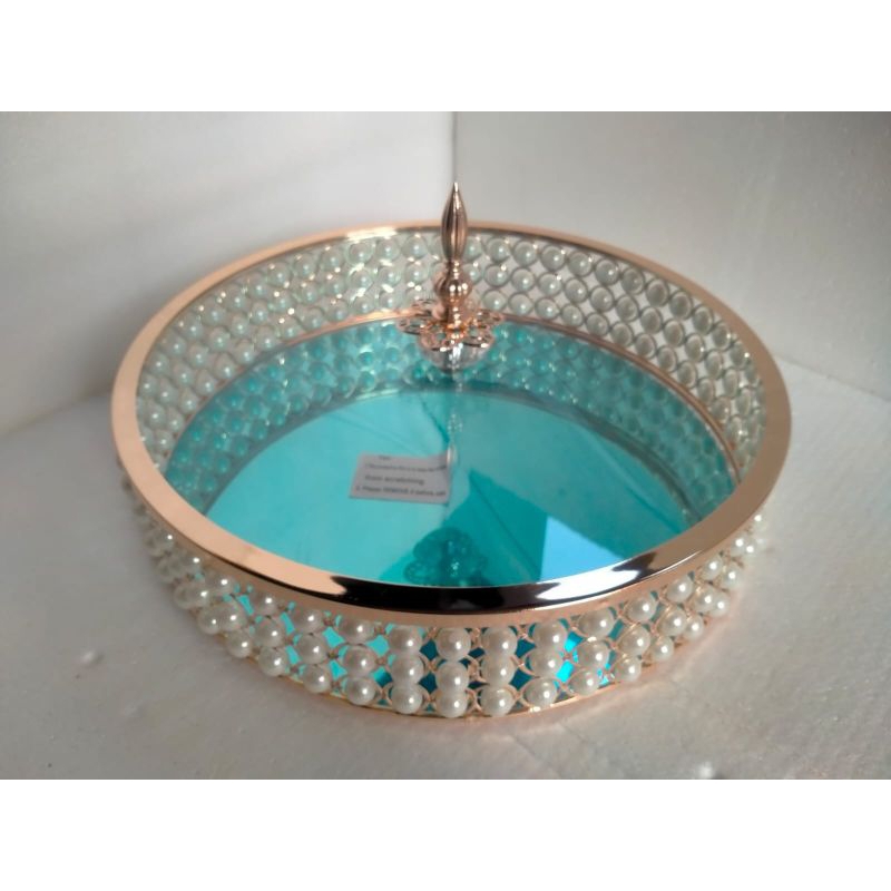 pearl Mirrored Cosmetic Tray Kitchen Storage toples mutiara