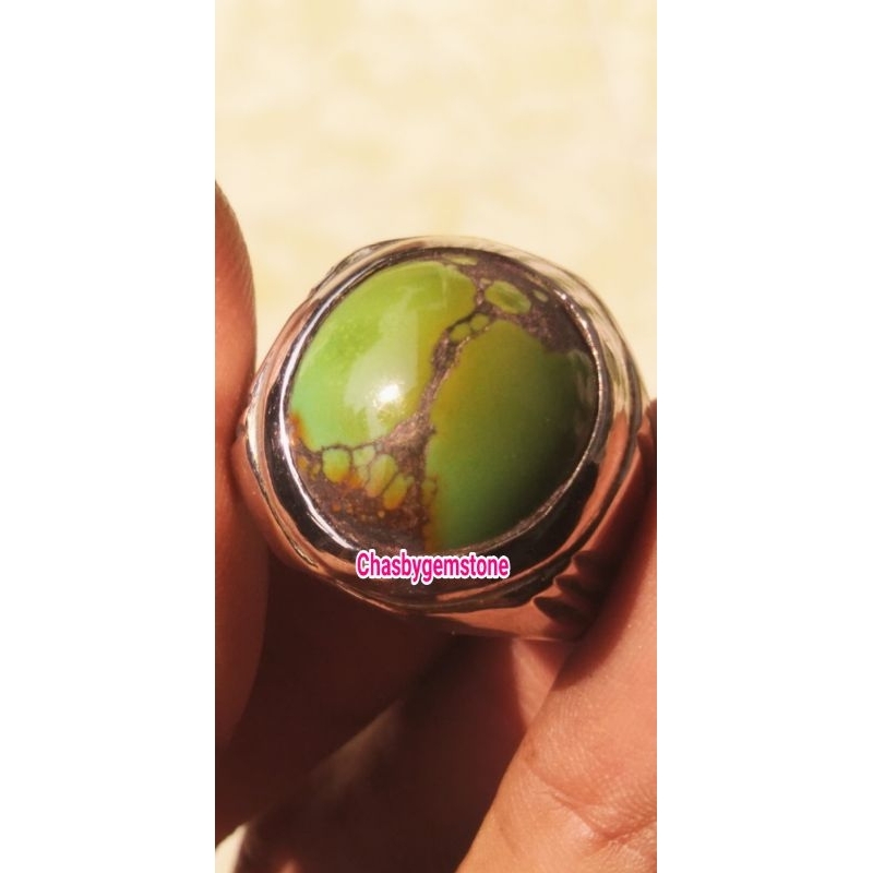 Natural Batu Pirus Hubei motif kendit-Pirus Persia Hijau apel segar