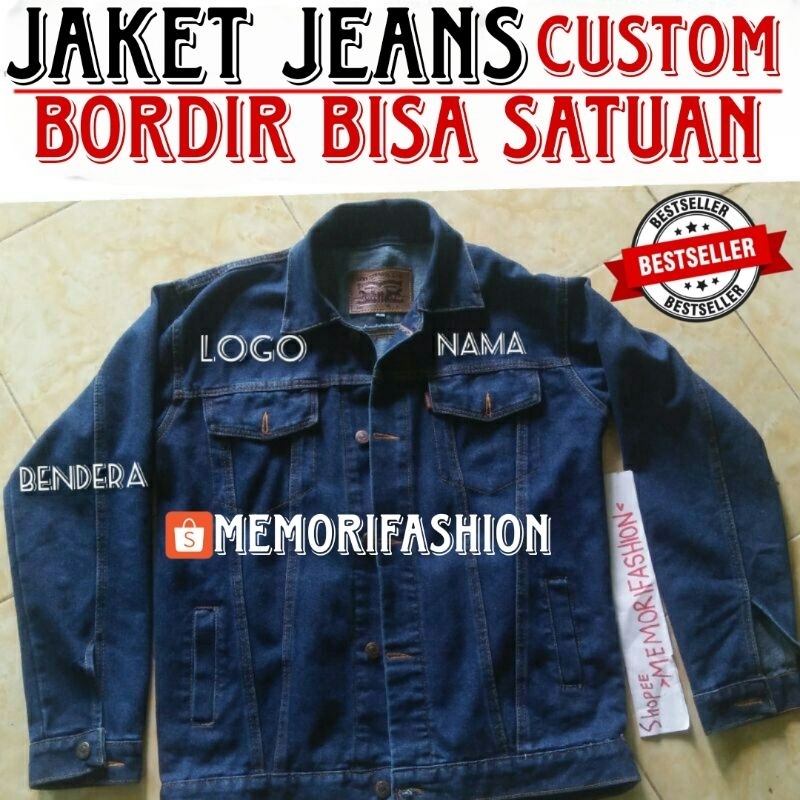 custom bordir jaket jeans/jaket jeans Denim pria/jaket pria/jaket jeans Denim Levis