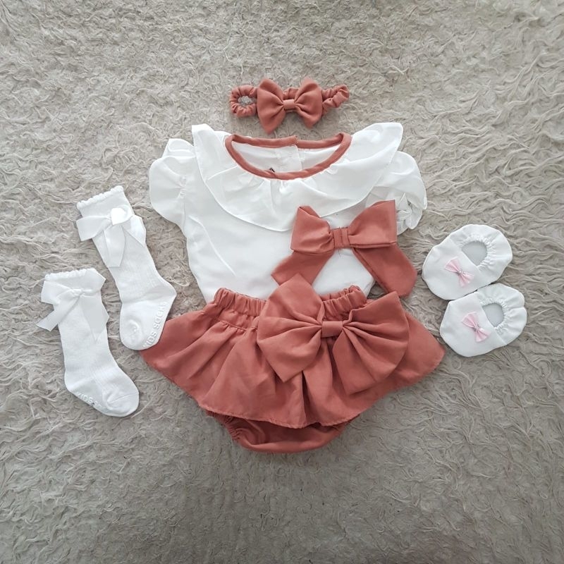 baju bayi flower overall bloomer (Dapet sesuai foto)