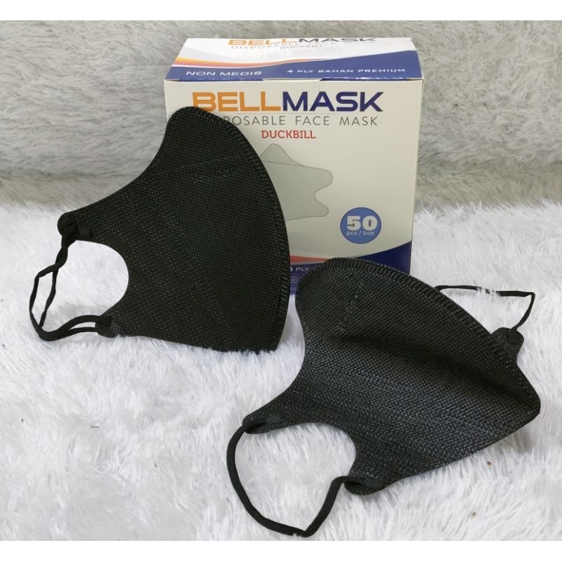 Masker DUCKBILL BELL MASK EMBOST HITAM 4ply / maker duckbill