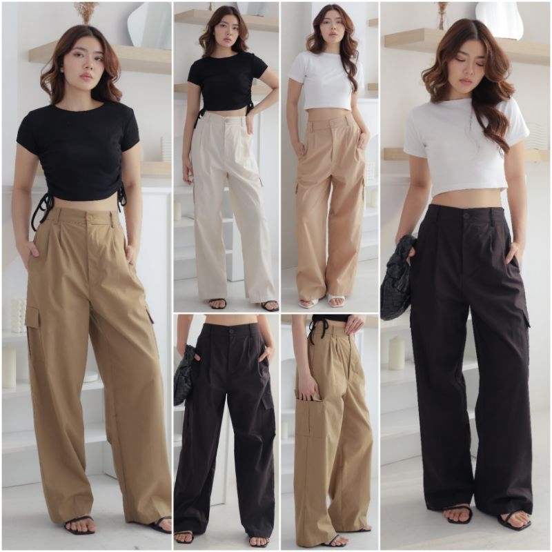 ♡ PREMIUM ♡ ORIGINAL ! CARRINE CARGO POCKET CHINOS CULLOTE LONG PANTS