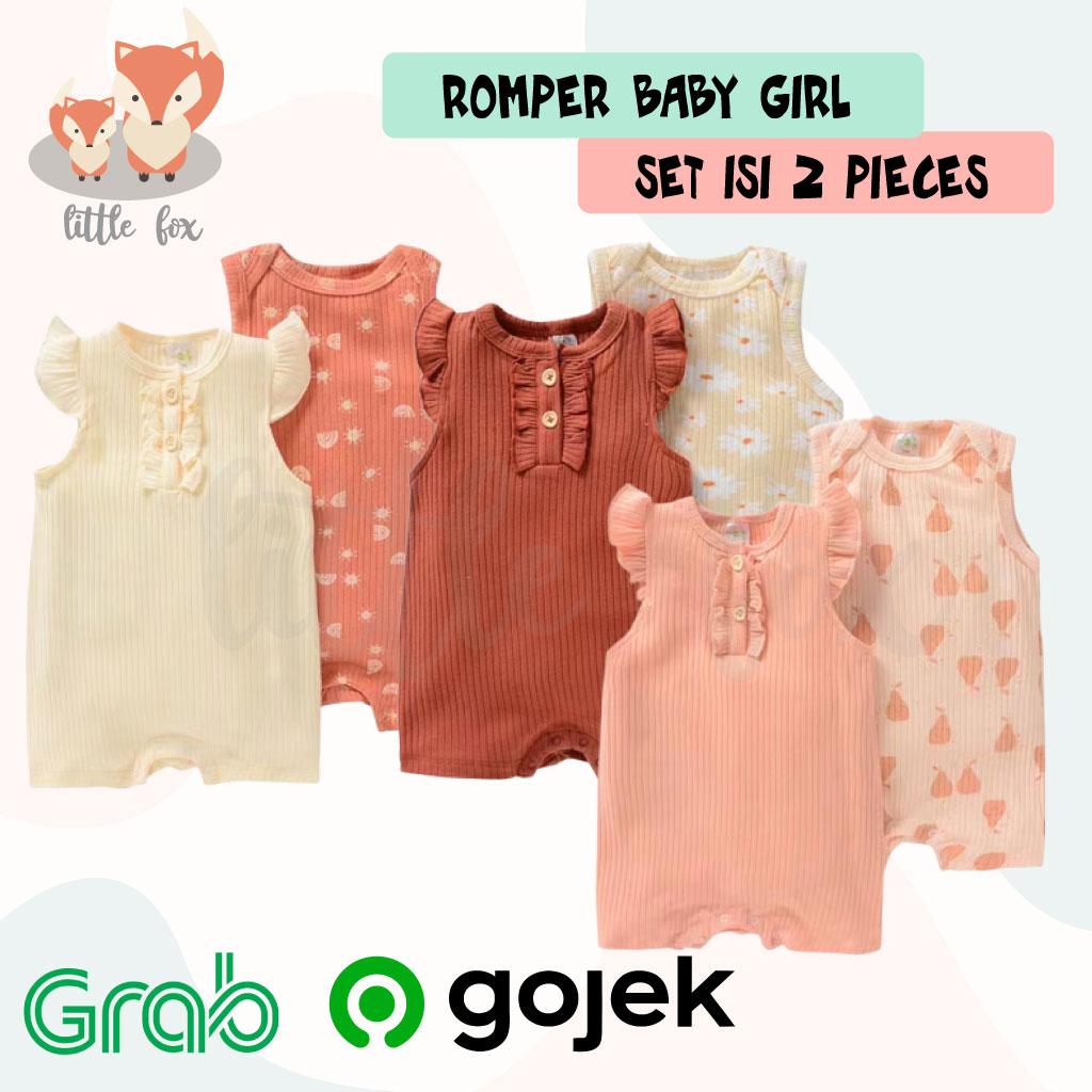 [ IMPORT ] Setelan 2 Piece Baju Ruffle Baby Girl / Jumper Bayi Perempuan Cewek / Jumpsuit Polos Katun