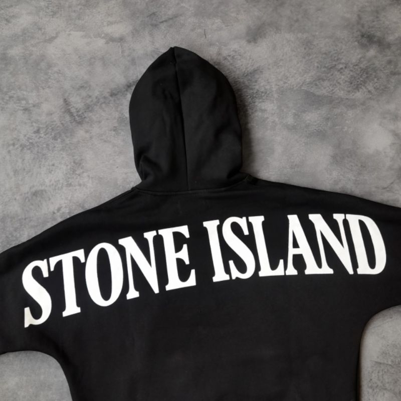 HOODIE JAKET SWEATER STONE ISLAND AUTHENTIC  HITAM FULLTAG &amp; LABEL