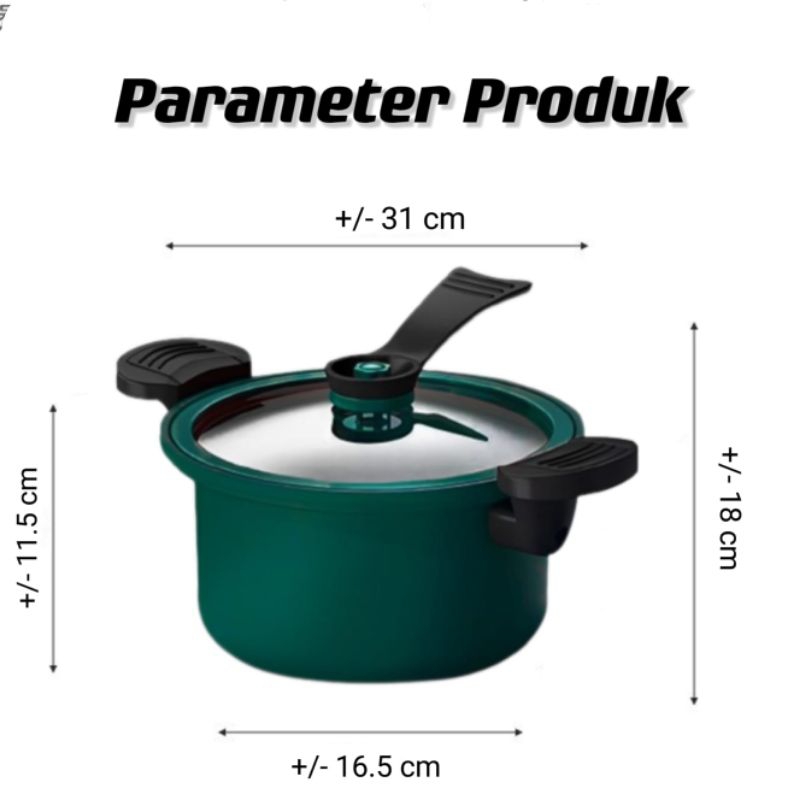 Panci Presto Teflon Pressure Cooker Pot Anti Lengket Panci Presto 3.5 Liter Serbaguna ⭐Panda99⭐