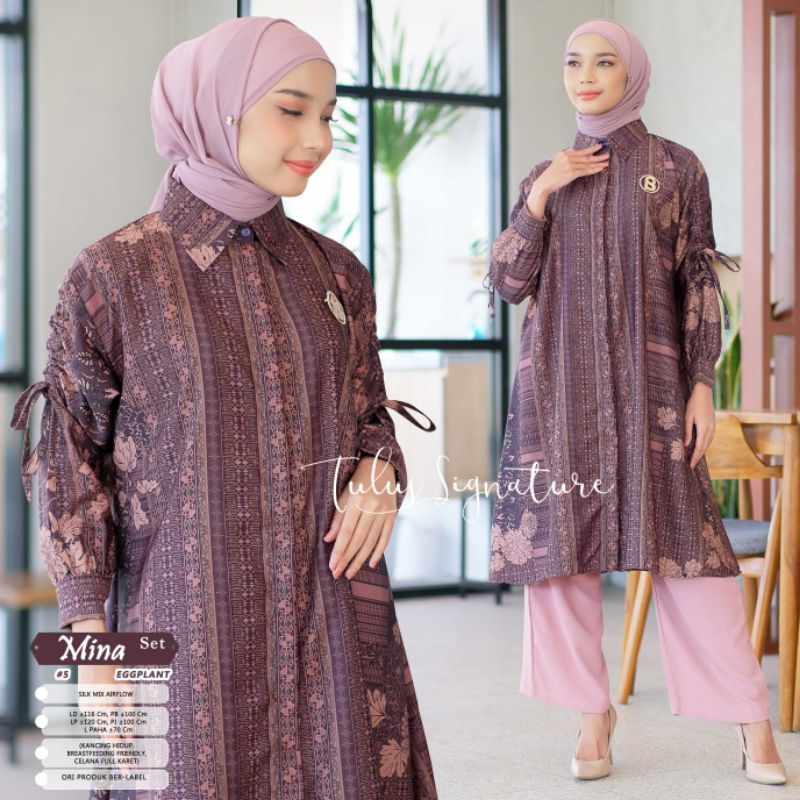 MINA SET #5 BY TULUS SIGNATURE / ONESET SILK AIRFLOW WANITA MUSLIMAH / Setelan celana LD 116