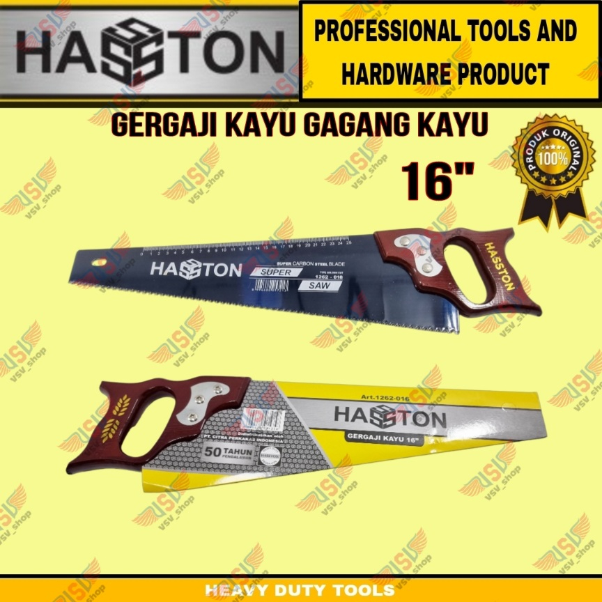 Hasston Gergaji kayu 16&quot; 1262-016/ hacksaw 16&quot; / Gergaji gagang kayu