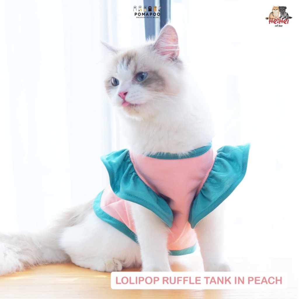 Baju Kaos Kucing Anjing Betina LOLIPOP RUFFLE TANK - Pomapoo