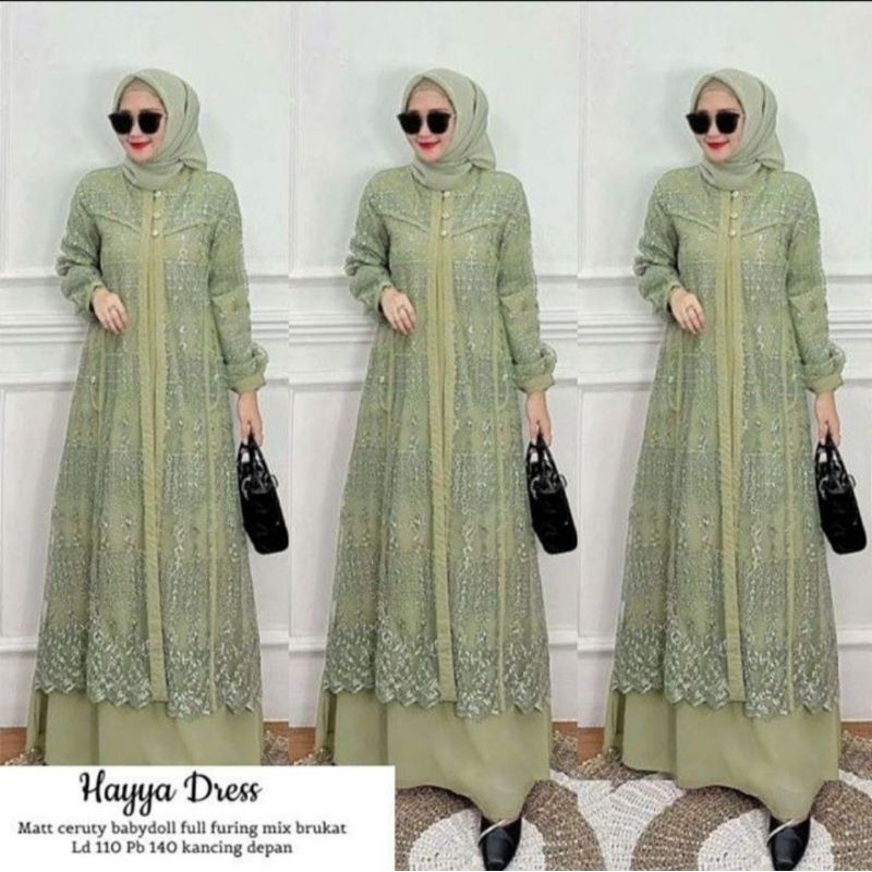 GAMIS BRUKAT MALAYSIA KEKINIAN HAYA DRES GAMIS CERUTY MIX BRUKAT GAUN PESTA TERBARU DRES MUSLIMAH JU