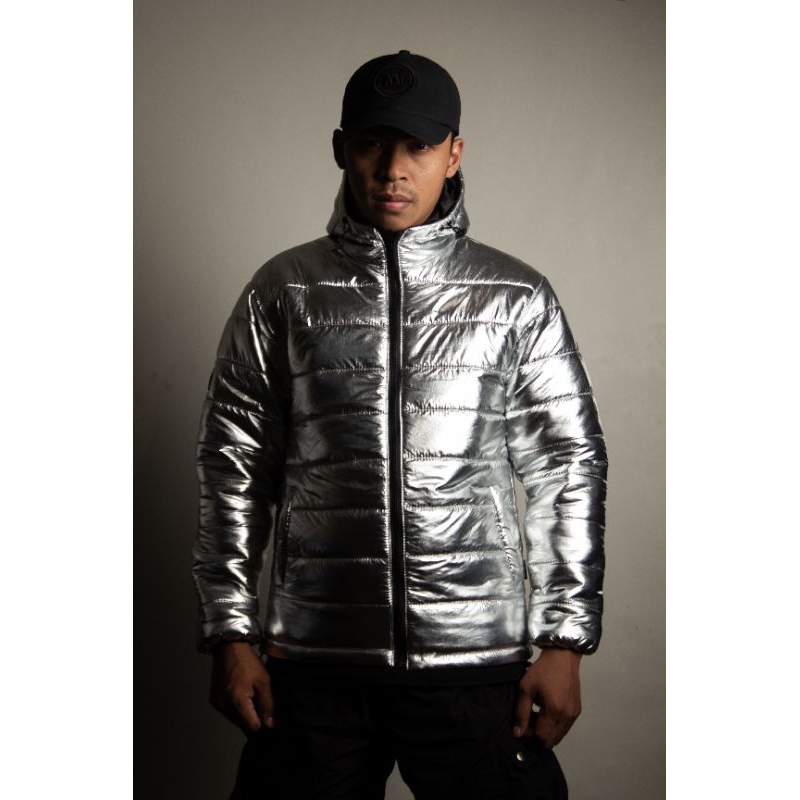 TROUBLEMAKER PUFFERCOAT HOLOGRAM SILVER - PUFFERCOAT - PUFFER JACKET - JACKET GELEMBUNG - ULTRALIGHT
