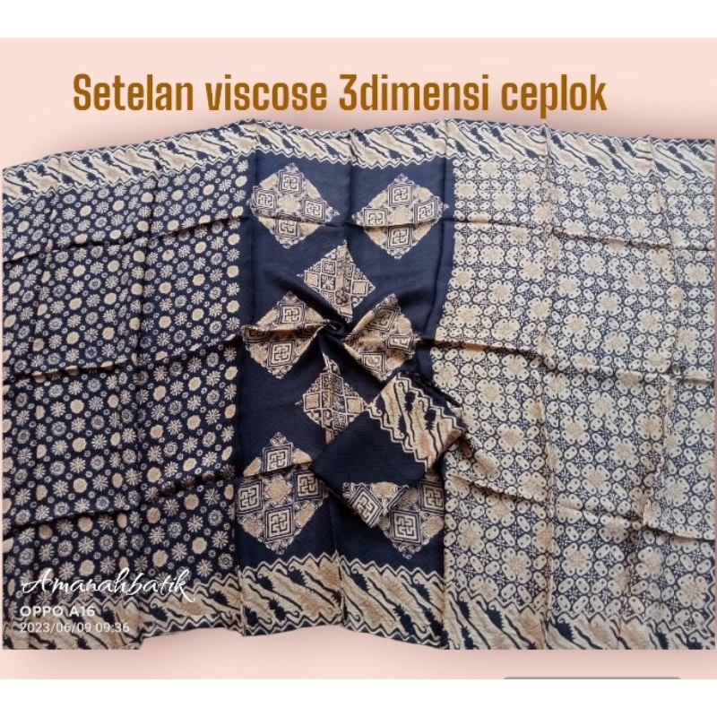 KAIN BATIK CIREBON TRUSMI VISCOSE SEMI SUTRA SETELAN 3DIMENSI CEPLOK