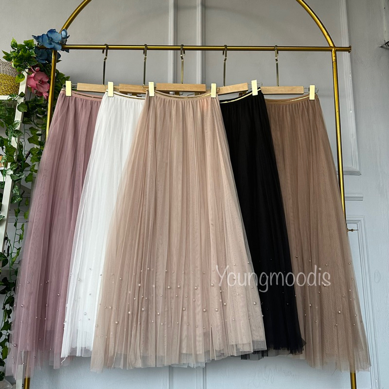 Tutu pearl Rok panjang prisket tutu mutiara skirt tille halus import bangkok real pict 4 lapis