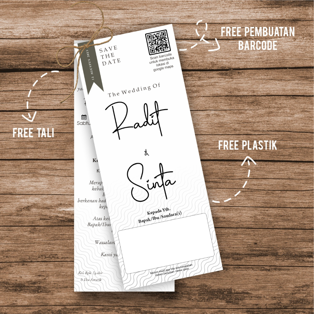 Undangan pernikahan / undangan custom / undangan hangtag / undangan kekinian / undangan rustik / und
