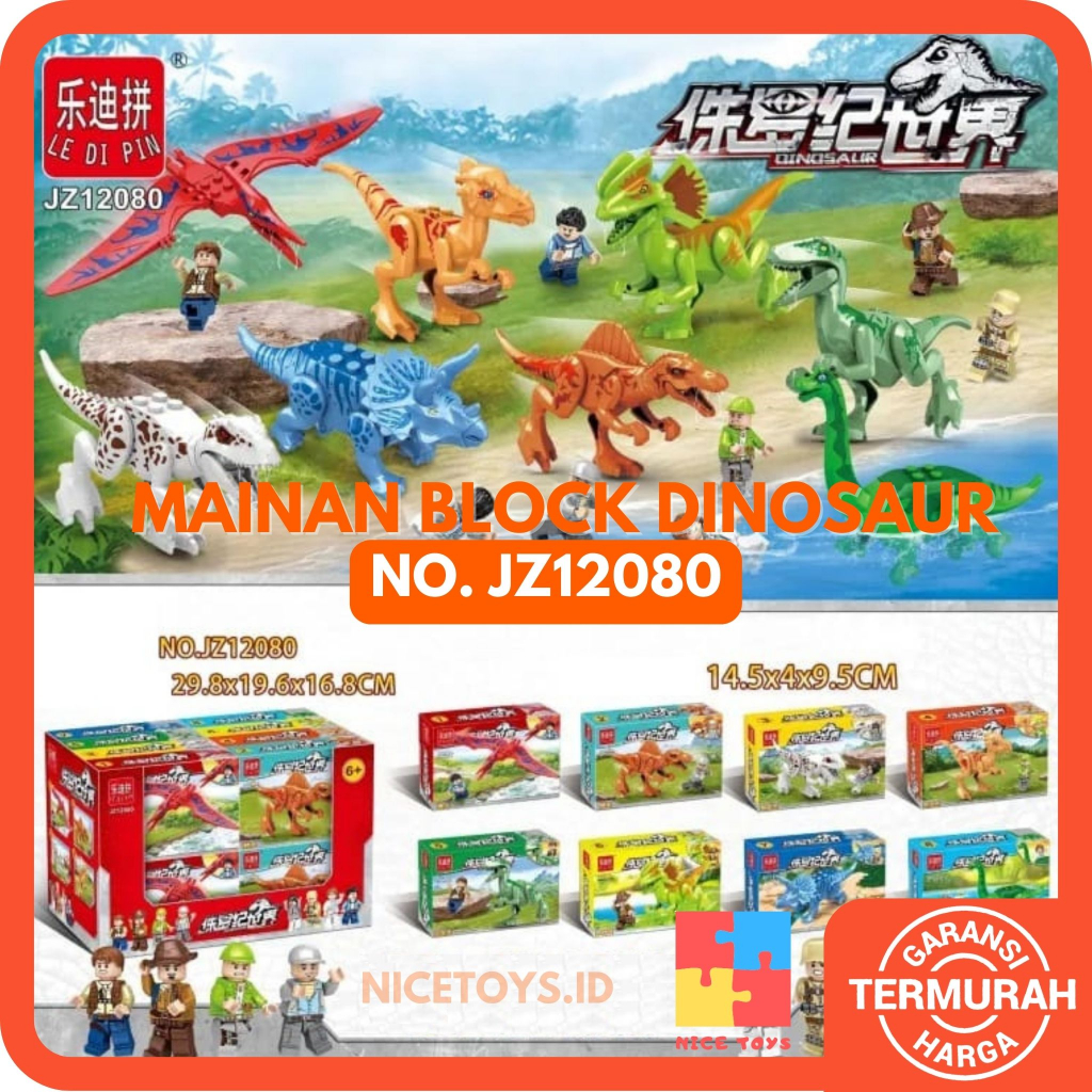 Mainan Block Dinosaurus JZ12080 Mainan Balok Susun Bricks Block Dinosaurus Mainan Dinosaurus Puzzle Dinosaurus