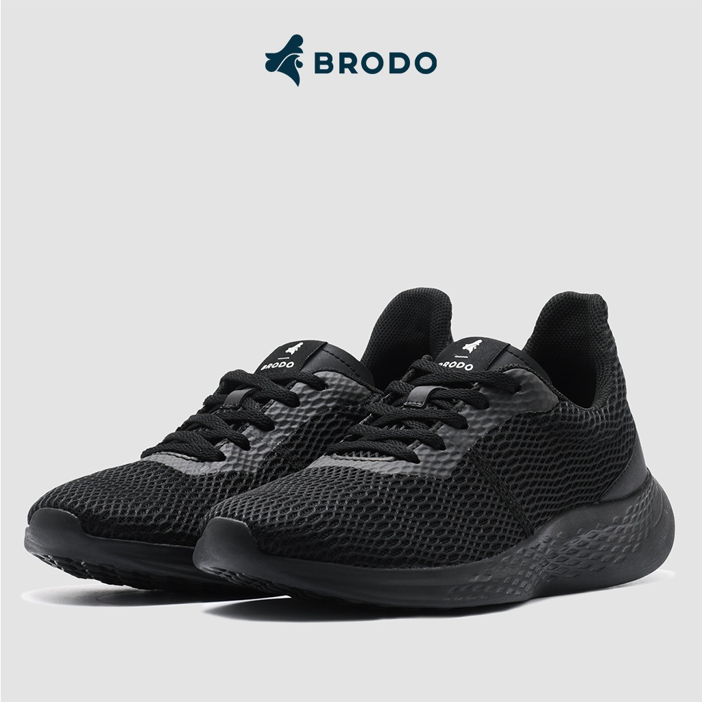 BRODO Active Sprint Full Black Original Sepatu Sneakers Sport Runnig Hitam Polos