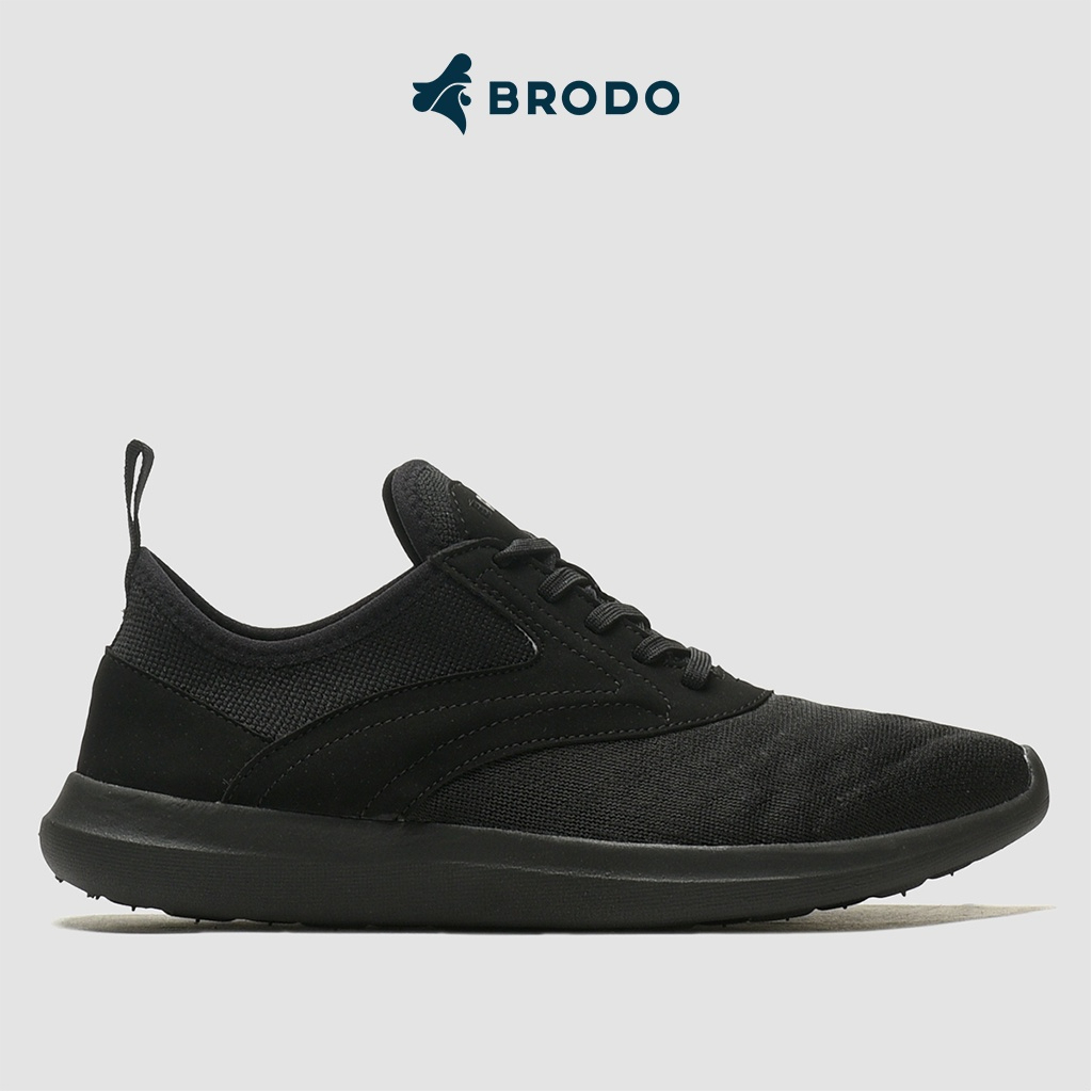 BRODO Active Kaze Racer Full Black Original Sepatu Sneakers Sport Running Hitam Polos