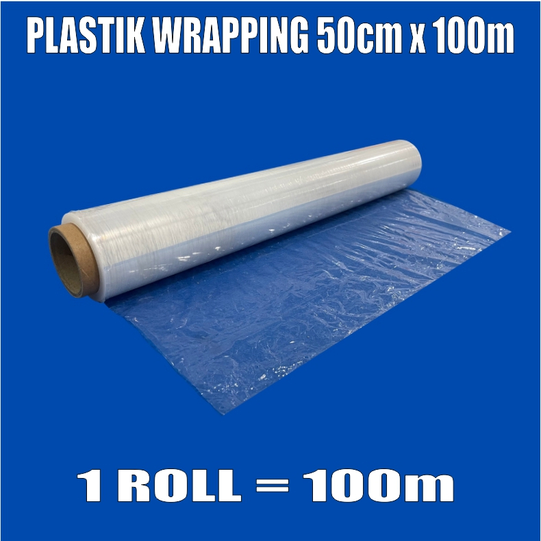 Plastik Wrapping Stretch Film 50cm x 100m Clear Pembungkus Per 1 Roll