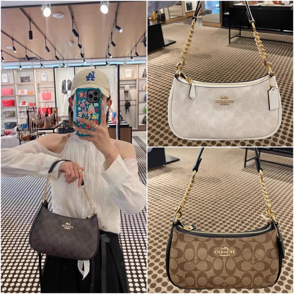 Coach Teri Shoulder Bag In Signature Canvas Coach Tas Selempang &amp; Coach Bahu Wanita Coach Sling Bag