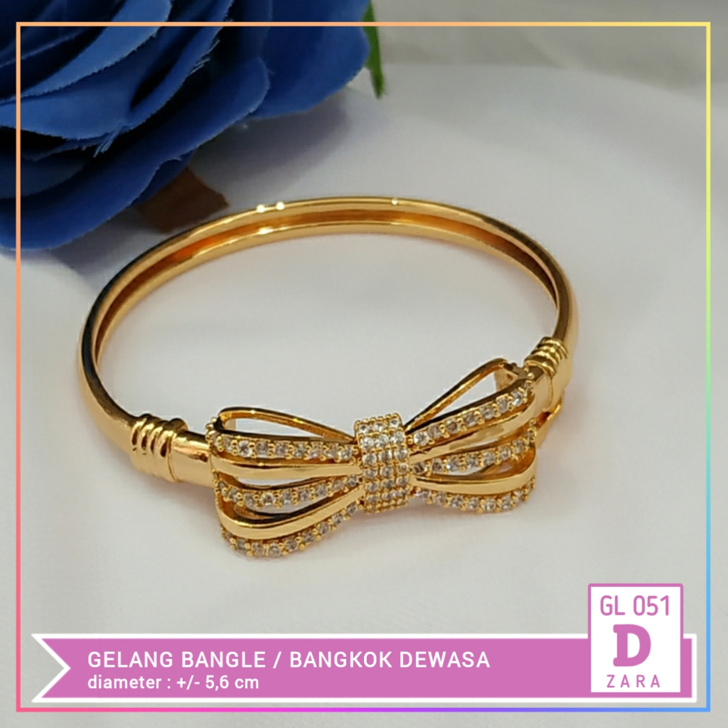 Gelang xuping gelang bangle permata bulat tengah mewah perhiasan lapis emas GL 051