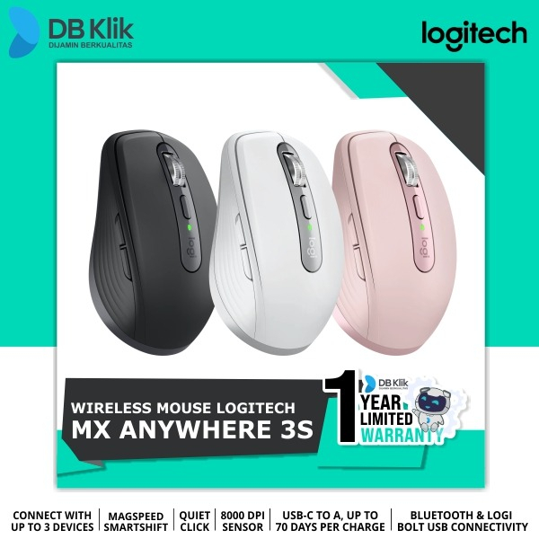 Mouse Logitech MX Anywhere 3S Wireless Bluetooth Silent Rechargeable