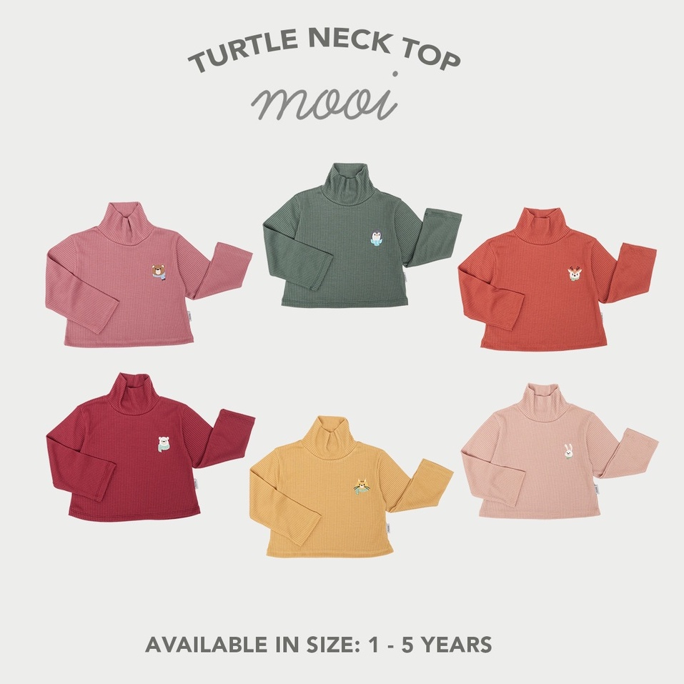 Mooi Turtle Neck Top Holiday Series 1-5 Tahun Atasan Baju Lengan Panjang Anak Unisex