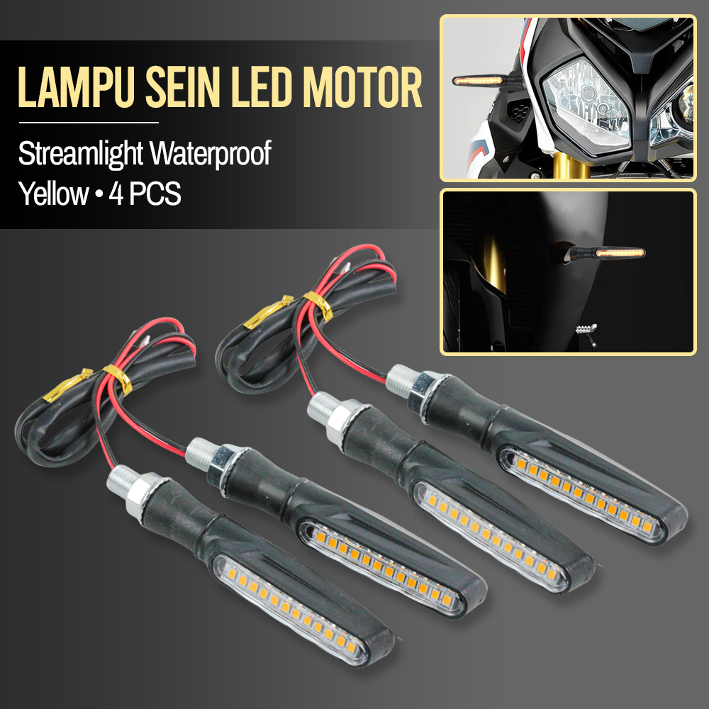 Lampu Sein LED Motor Streamlight Waterproof Yellow 4 PCS - S4 - Black