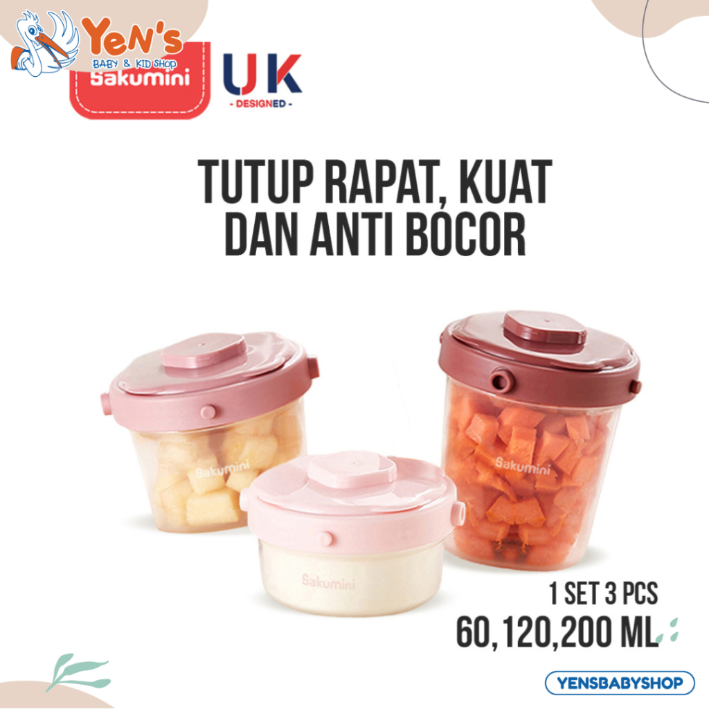 Sakumini Tempat Makan Mpasi Bayi Airtight Baby Food Container Set