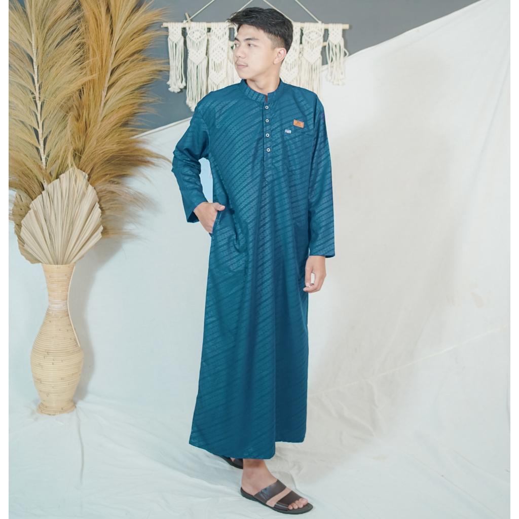 Jubah pria dewasa lengan panjang embos motif/gamis jubah premium FMO