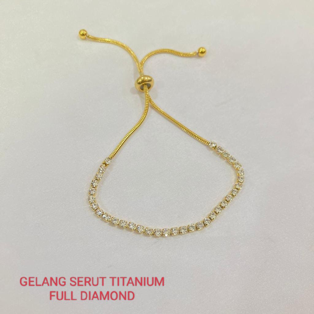 Gelang Wanita Titanium Anti Karat Serut Full Permata Premium