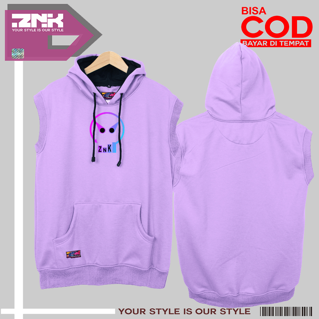 ZENAKA Hoodie vest pria Jaket cowok cowok terbaru warna hitam Sweater wanita korean style lilac Vest rompi pria casual bandung