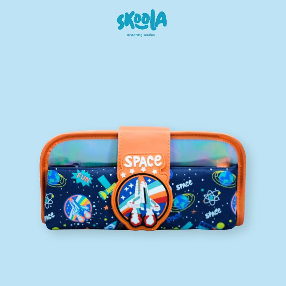 Skoola Tempat Pensil Lipat 3 Pencil Case Threefold Anak Laki - Laki Lucu Bola Dinosaurus Astronot - Pensy