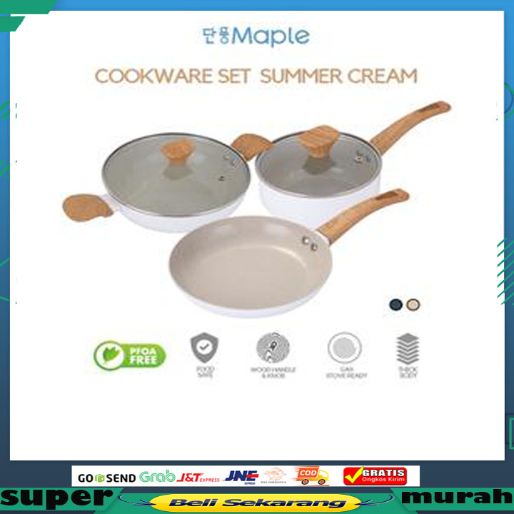 Panci Cookware Set 5in1 - Panci Anti Lengket isi 5 Pcs - Cream BERGARANSI RESMI