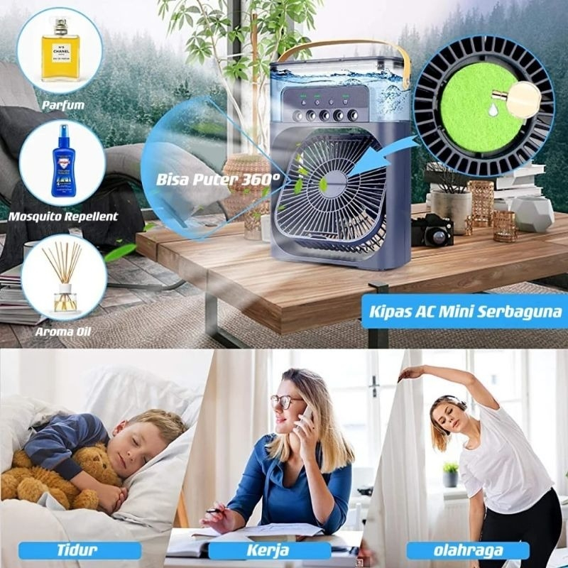 JE.ID Kipas AC Mini Portable / Kipas AC Mini Portable Cooler Fan / Kipas Pendingin Mini Ac Portable Air Cooler Mobil Dan Ruangan / Kipas Ac Portable / Ac Portable Air Cooler Ac Mini Super Dingin / Kipas Angin 600ml Rechargeable