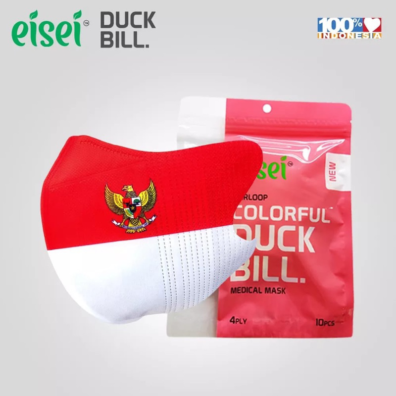 EISEI MASKER MEDIS 4ply EDISI MERAH PUTIH DENGAN LAMBANG GARUDA - KF94 dan Duckbill